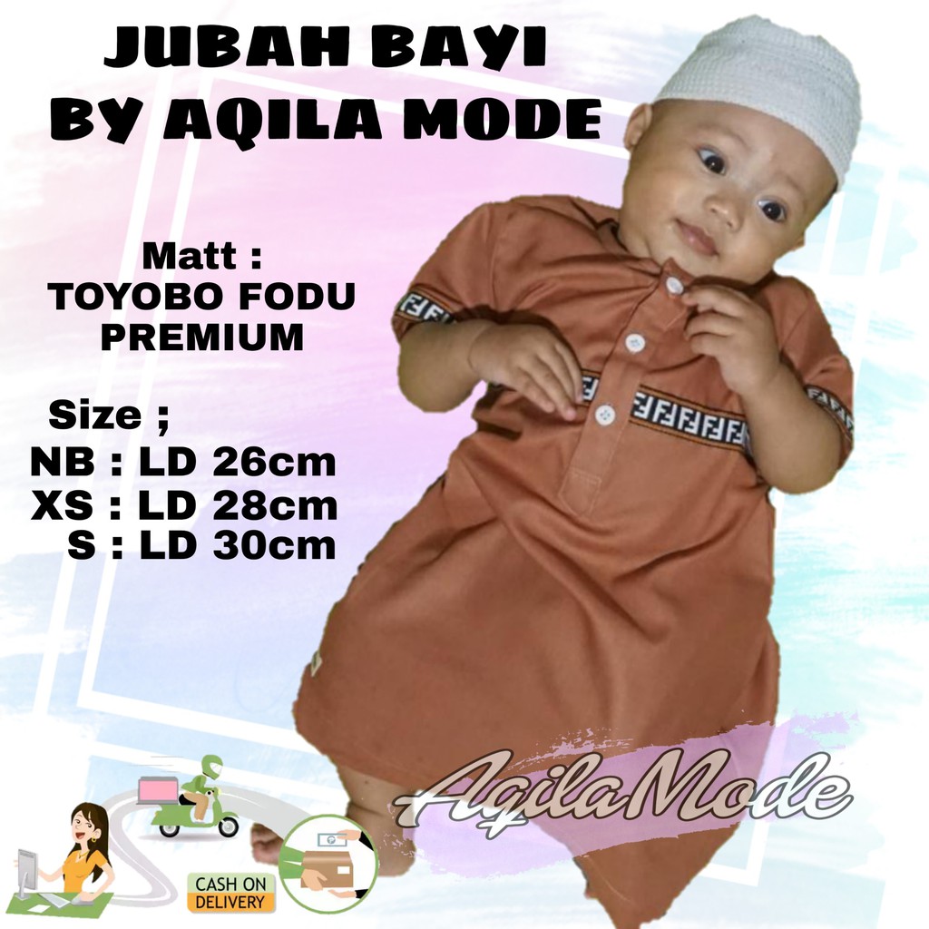 (AQILA MODE) JUBAH BAYI, GAMIS BAYI, MUSLIM ANAK LAKI LAKI NEWBORN 0 3 6 BULAN PREMIUM
