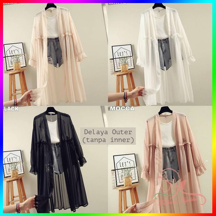 Cardigan hitam / Outer korea / Luaran wanita murah : Delaya outer