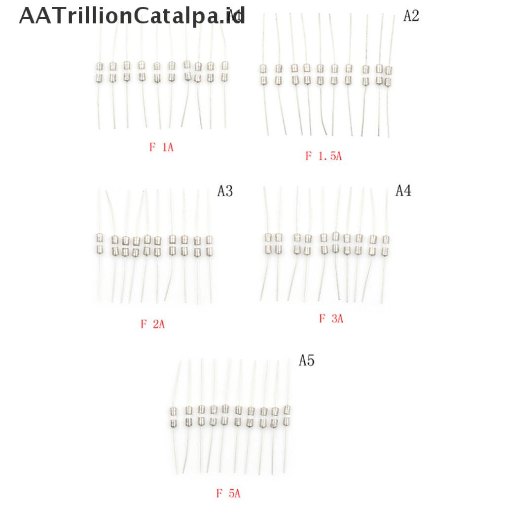 10 Pcs Tabung Kaca Fuse F1A / 1.5A / 2A / 3A / 5A Axial Ukuran 3.6x10mm 250V