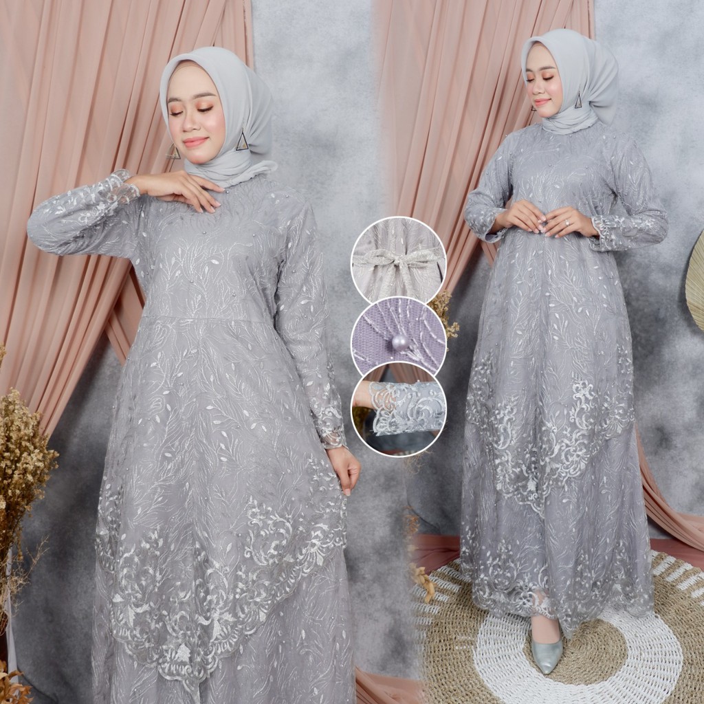 PROMO GAMIS TULLE MEKAR / GAMIS TULLE MUTIARA BORDIR / GAMIS PESTA