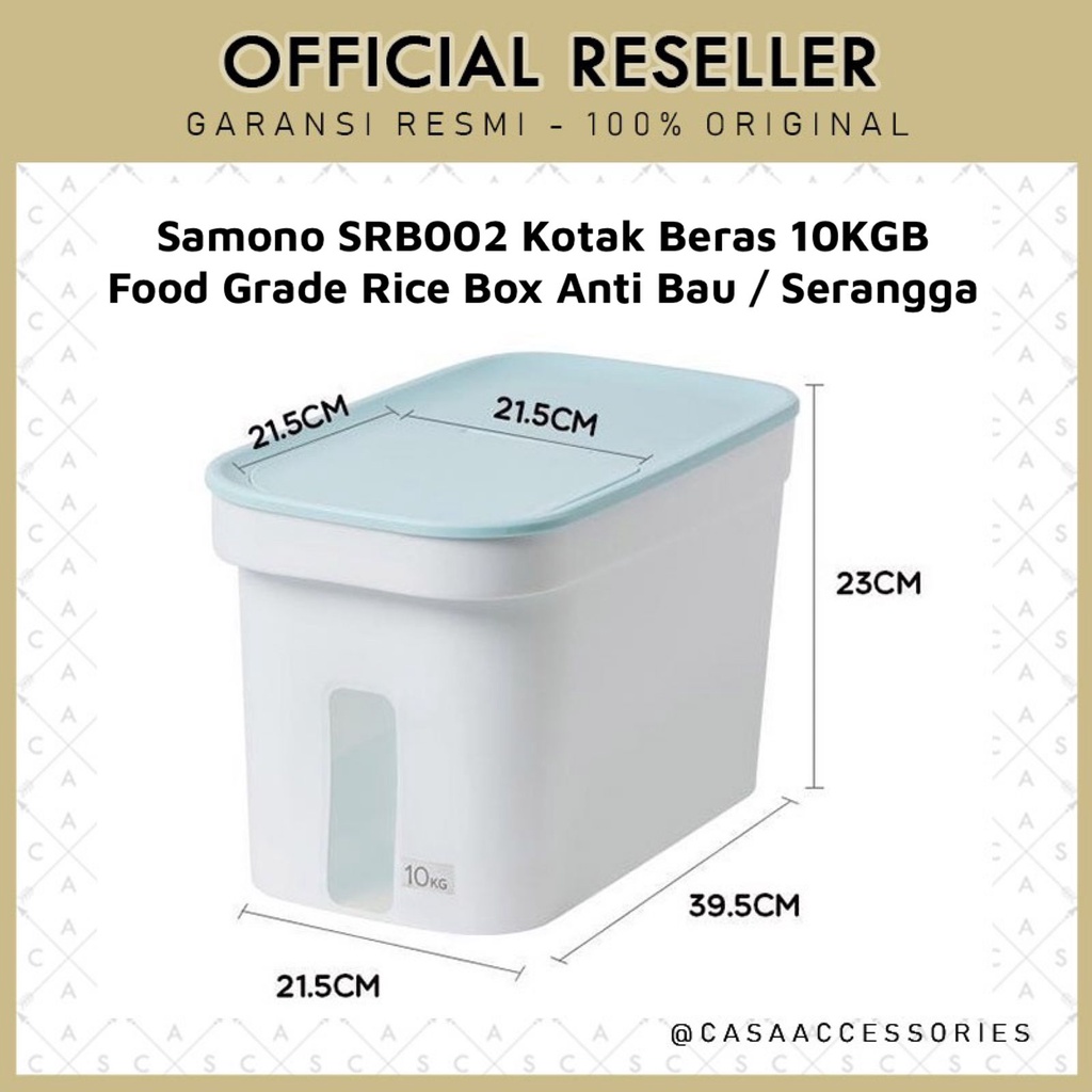 Samono SRB002 Kotak Beras Besar 10Kg Food Grade Rice Box Anti Bau / Serangga