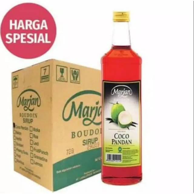Promo Murah Sirup Marjan 1 dus isi 12 botol/ syrup marjan cocopandan 12botol