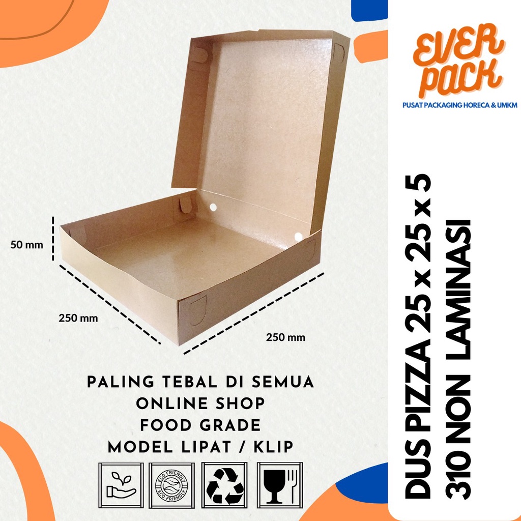 

KARDUS BOX PIZZA / ROTI / KUE KRAFT PAPER 25x25x5 NON LAMINASI