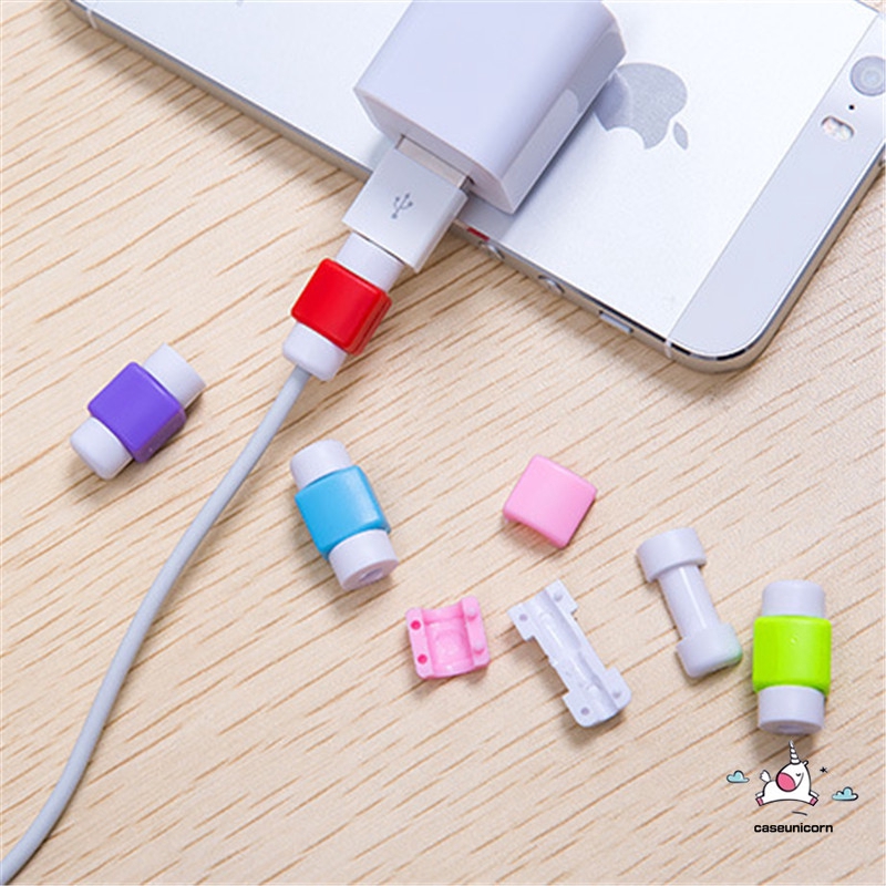 5pcs Simple Candy Color Pelindung Kabel Data / Charger USB untuk iPhone / Samsung