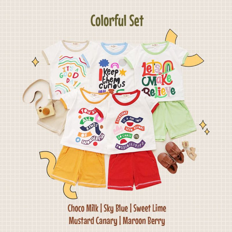 BABY GIGGLES BEEBOO - Colorfull Set / Setelan Anak Unisex 1-5 Tahun