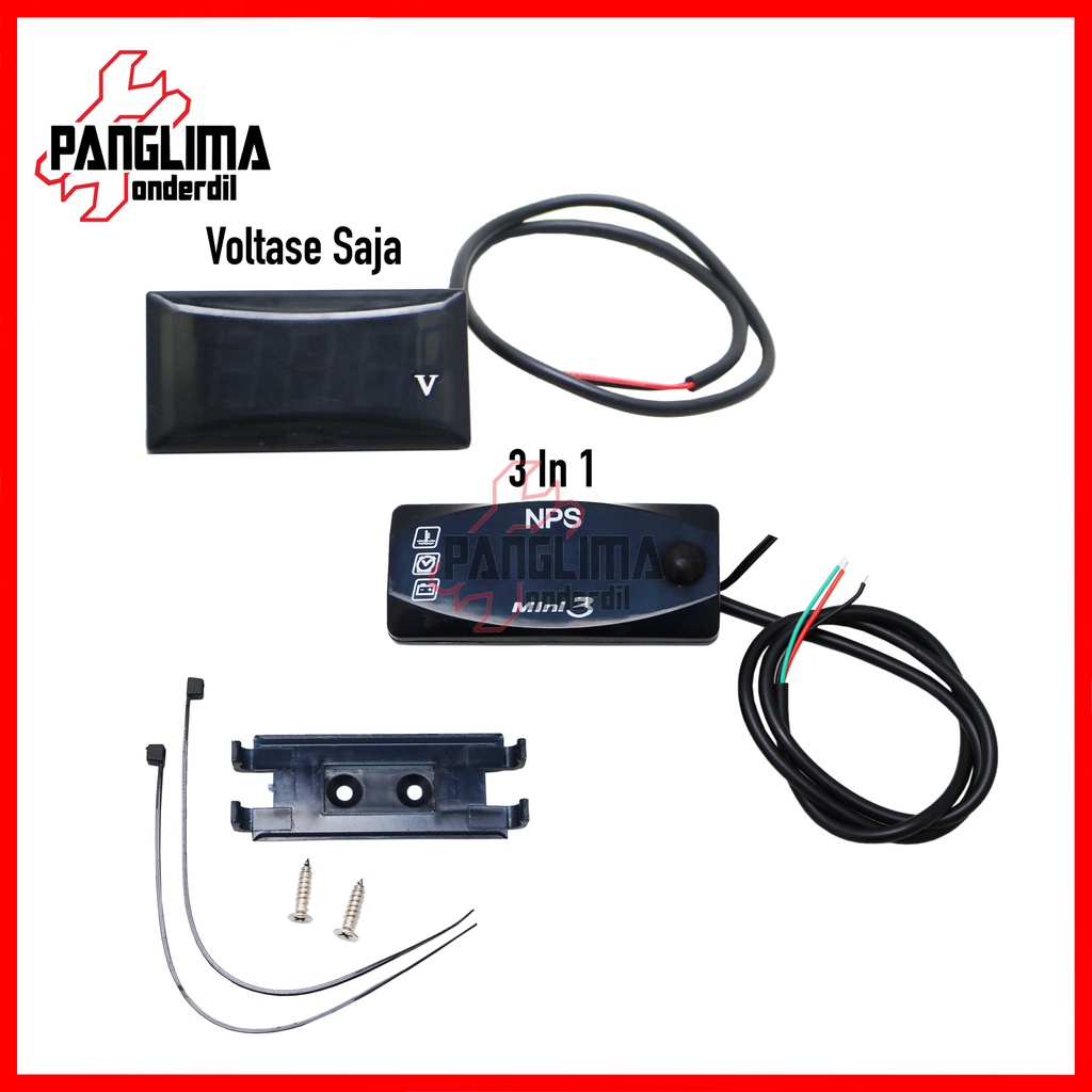 Voltmeter Pengukur Daya Aki-Accu Jam Digital Suhu LED Volt Meter 3in1-3 in 1