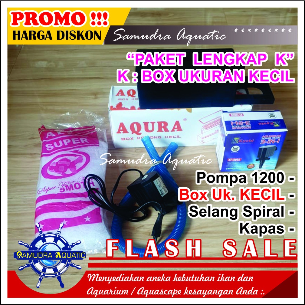 PAKET LENGKAP (K) KECIL 1200 Top Filter Aquarium KECIL &amp; Pompa Aquarium 1200 / HEMAT ENERGY (FREE Buble)