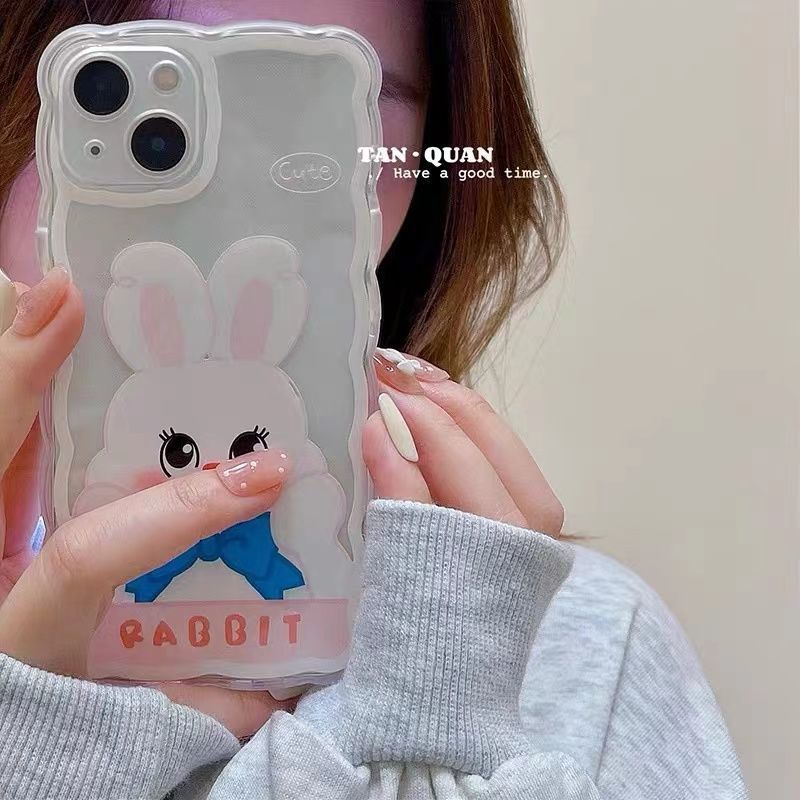 Soft Case Silikon TPU Transparan Motif Kelinci Untuk IPhone 13 12 Pro Max 11 XS XR X 8 7 6S Plus Mini