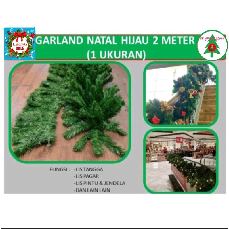 Garland Natal 2 Meter - Hijau