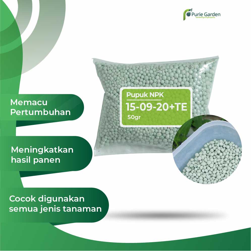 Pupuk NPK Grower 15-09-20 TE Nutrisi Pertumbuhan Bunga Buah Tanaman Sayur Buah 50gram PG KDR