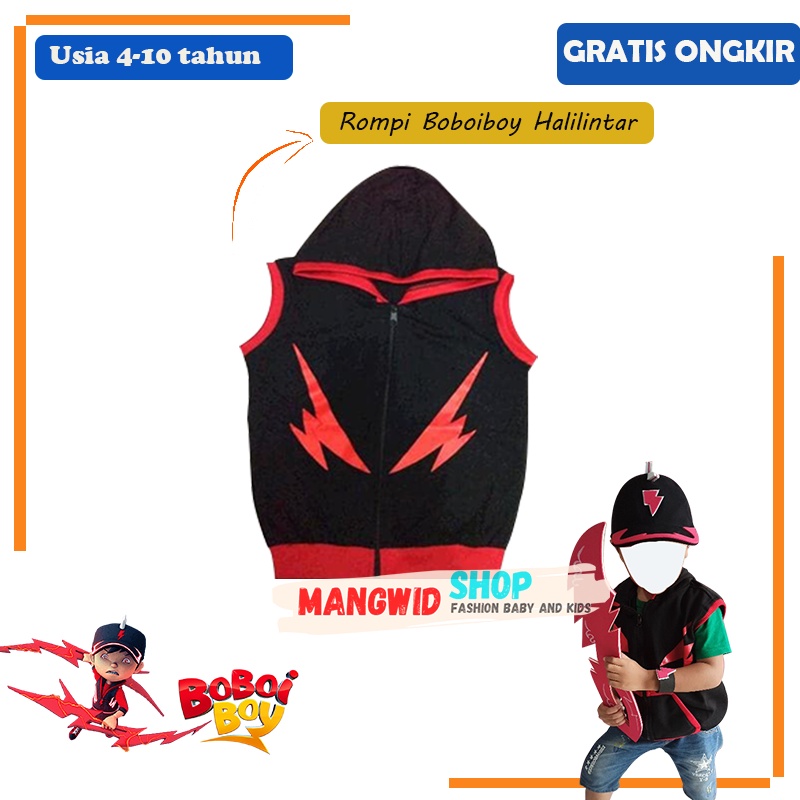 BAJU SETELAN KOSTUM JAKET ROMPI + GELANG BOY BOBOIBOY HALILINTAR ANAK LAKI LAKI USIA 4 / 5 / 6 / 7 /