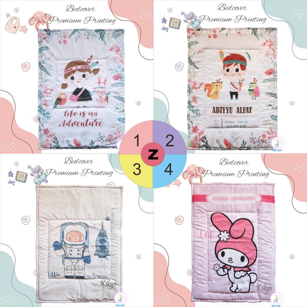 Selimut nama bayi / bedcover nama bayi premium printing / selimut topi bayi / hoodie blanket baby / hoodie blanket bayi