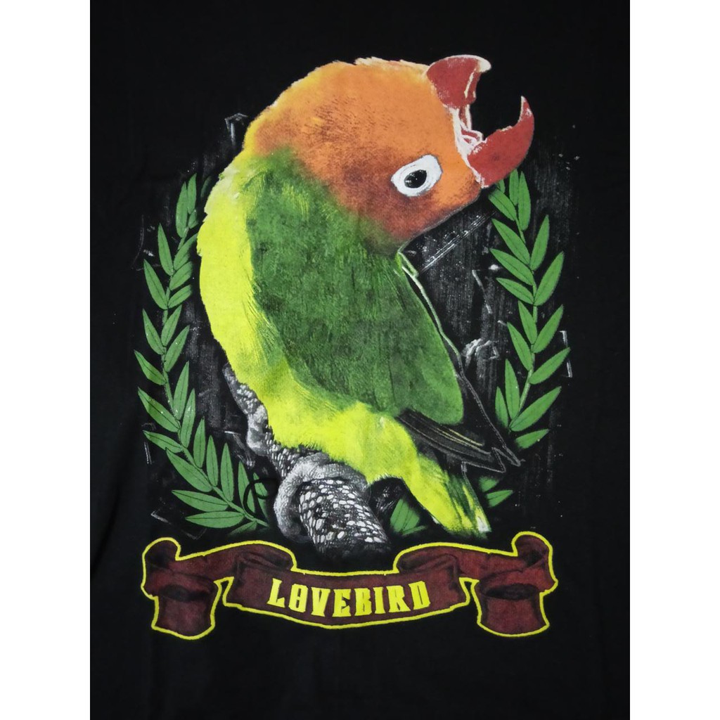 KAOS BURUNG LOVEBIRD KICAU MANIA MOTIF LB14 HITAM Shopee Indonesia