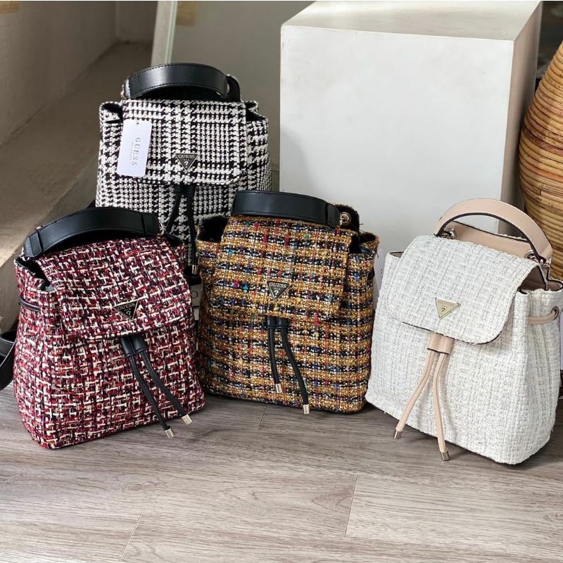 Tas Guess GS | Tweed Rajut 551 | Ransel Wanita | Backpack Import