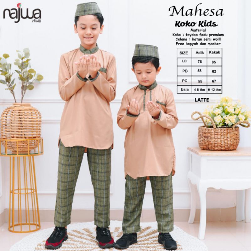 baju koko anak mahesa set koko kids setelan baju muslim anak laki-laki ori by najwa