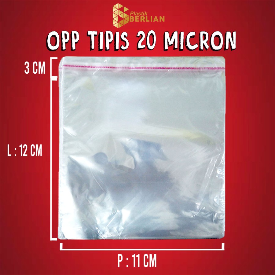 

11 x 12 cm Plastik OPP TIPIS (100 lbr) (lem/seal)