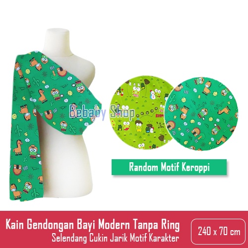 Kain Gendongan Bayi Selendang Cukin Jarik Motif Karakter Random Keroppi 240x70cm Tanpa Ring