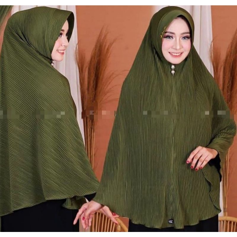 ZAZIZESTORE - JILBAB PLISKET JERSEY SYAR'I ( KHIMAR PLISKET JUMBO ) HIJAB INSTAN PLISKET