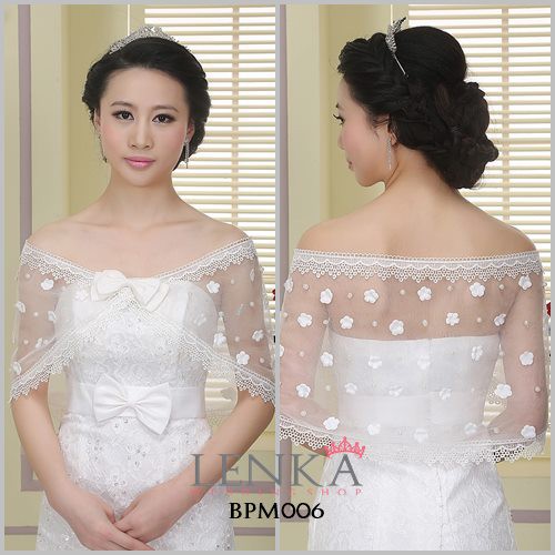 [PRODUK FAVORIT] AKSESORIS BOLERO LACE PESTA PENGANTIN PUTIH WANITA BPM006