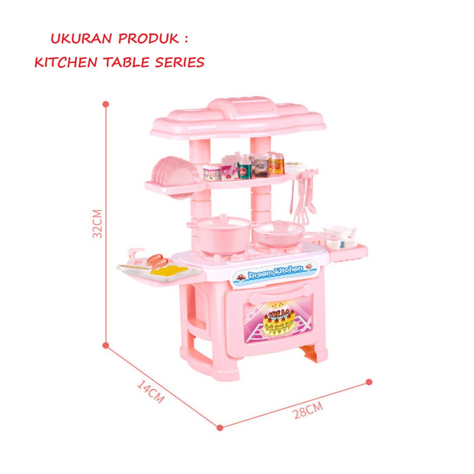 B832-6 Mainan Mini Kitchen set table ada lampu + musik + teeling story - mainan anak perempuan masak