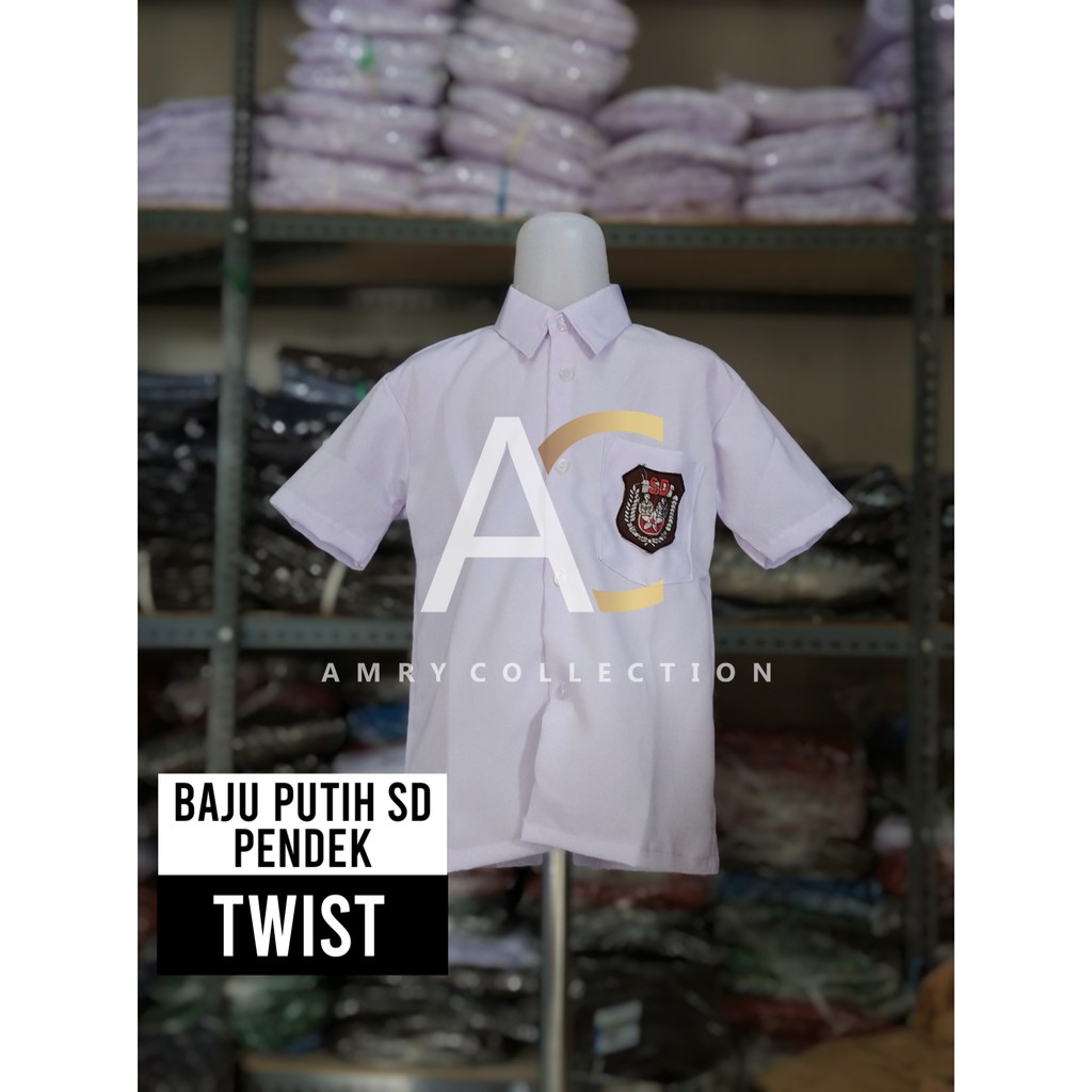 Seragam sekolah baju SD putih pendek Bahan Twist/licin