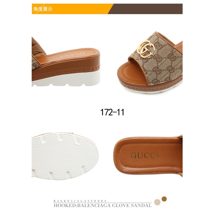 PR GC GG Camvas Wedges Sandals #172-11