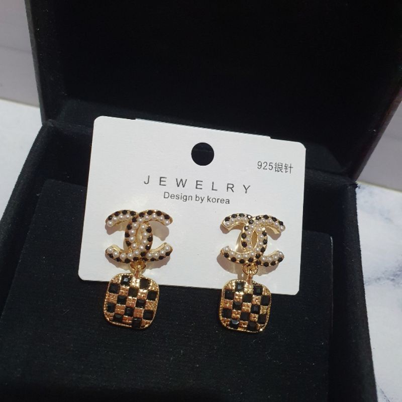 Anting Silver925 Perak Mata Kilau Platgold Motif Channel Anti Karat anti alergi premium Quality S07