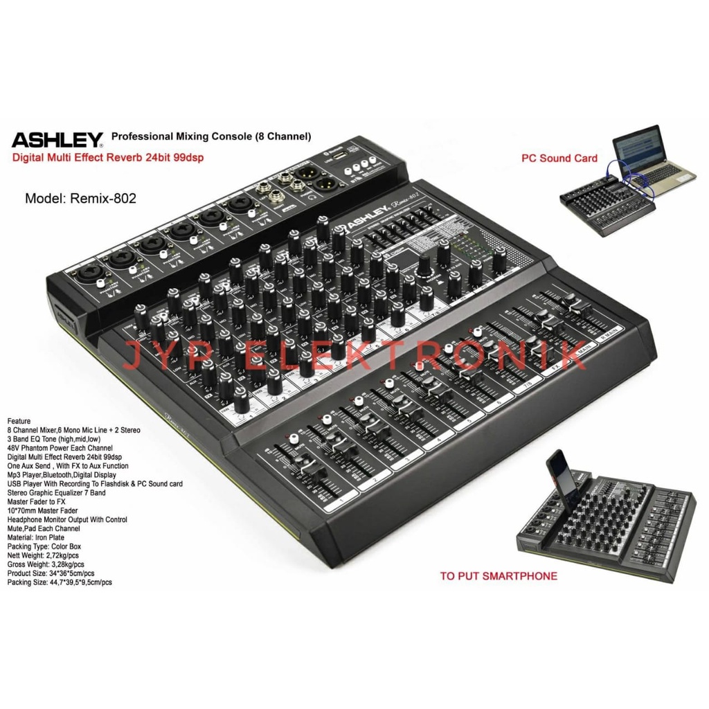MIXER AUDIO ASHLEY REMIX 802 / REMIX802 / REMIX-802 (ORIGINAL)6ch,USB
