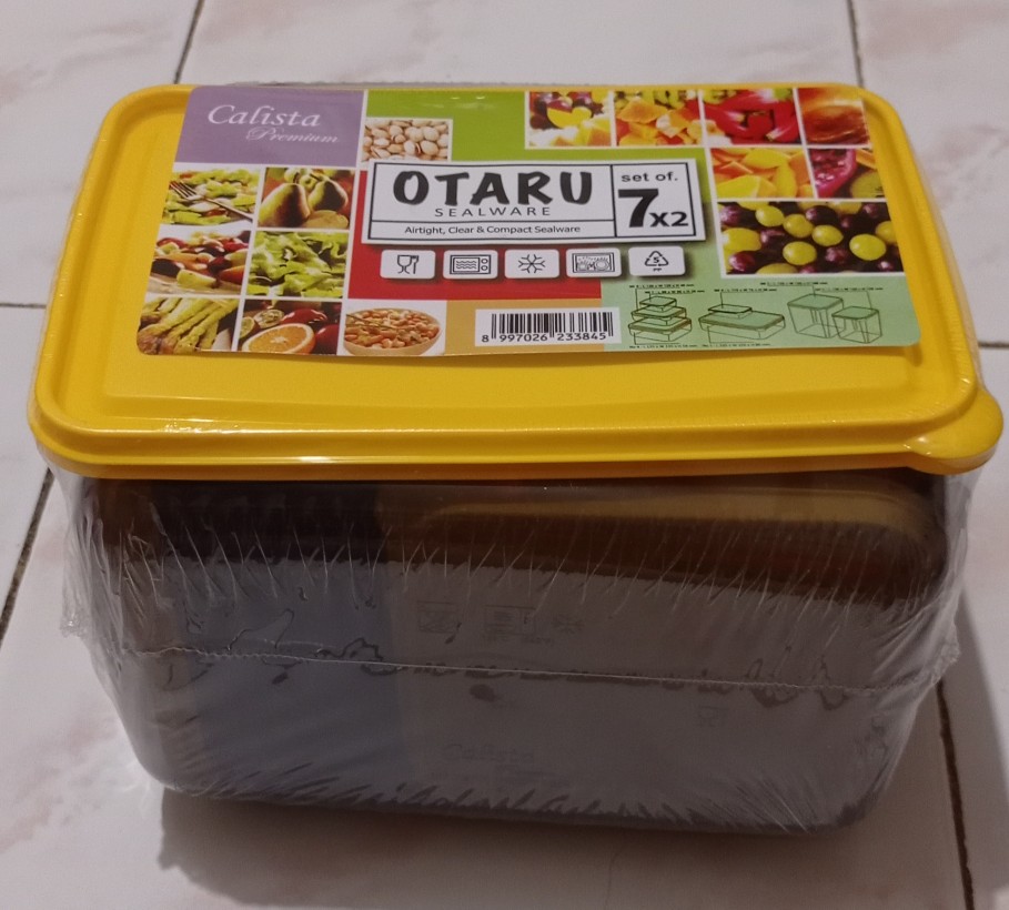Calista Otaru Smoke Isi 14 Pcs (7 Set) / Toples Plastik / Tempat Makanan / Container /  Warna Kuning