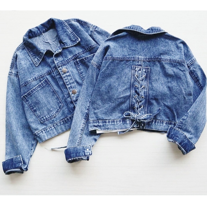 YAOSHI -JACKET DENIM/ JEANS -JAKET WANITA OVER SIZE- JACKET JEANS WANITA CAMELIA SAKU TUTUP