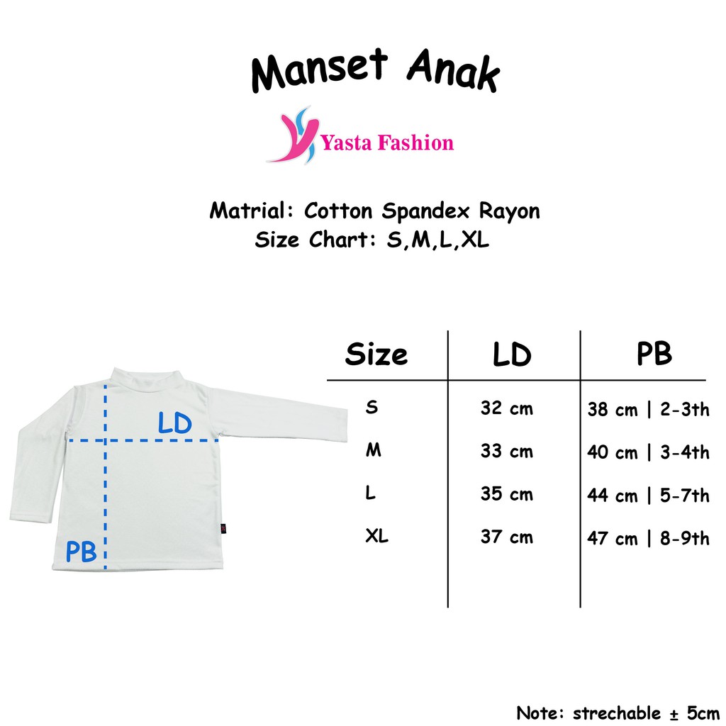 Yasta Fashion - Baju Manset Anak Warna Putih 1-8 tahun-2