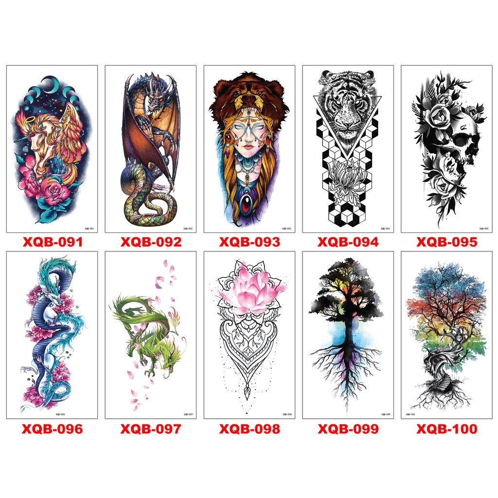 tato temporer XQB-081 - XQB-120 setengah lengan ukuran 21x11.4CM  tatoo  tattoo half arm tatto temporary