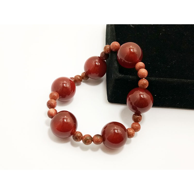 VeE  Gelang Batu Giok Coklat Dim 16 Kombinasi Pasir Emas - Gelang Terapi Kesehatan