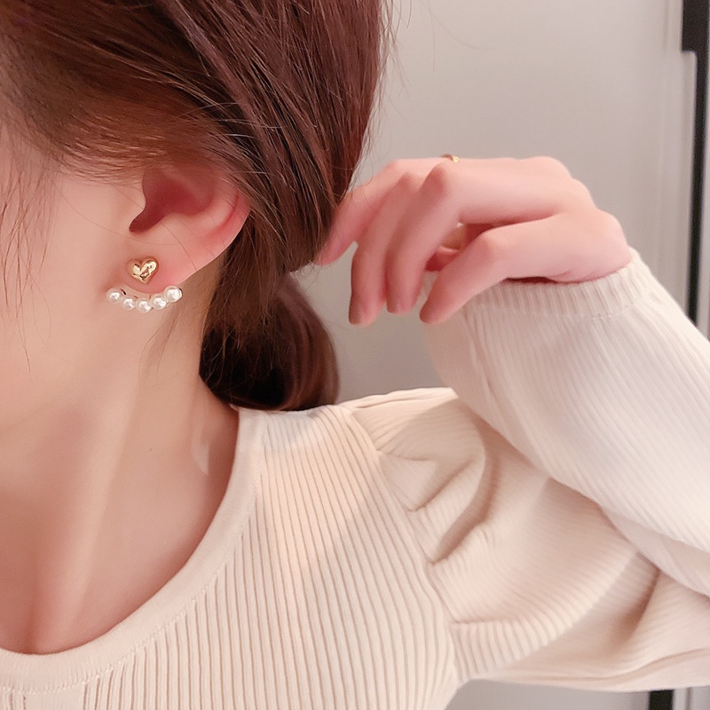 Anting Mutiara Model Melengkung Untuk Wanita korea emas earrings