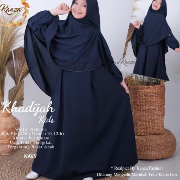 C-206 KHADIJAH KIDS gamis syari anak set khimar wolfis premium original kanza fashion hamiz ✵