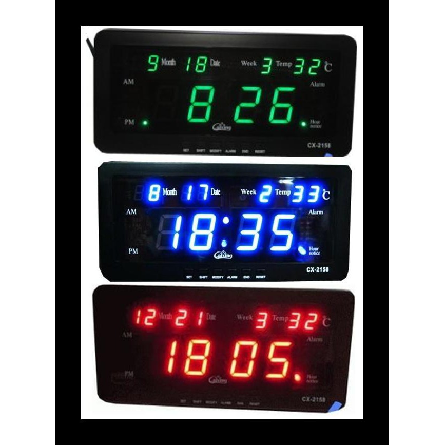 PROMO JAM DIGITAL MEJA DAN DINDING CX-2158 LISTRIK BIRU LED - HIJAU MUDA DEKORASI MURAH AL6