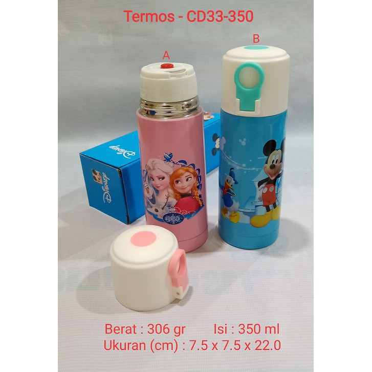 Termos Botol Air Karakter Stainless Panas Dingin Anak Sekolah CD33-350