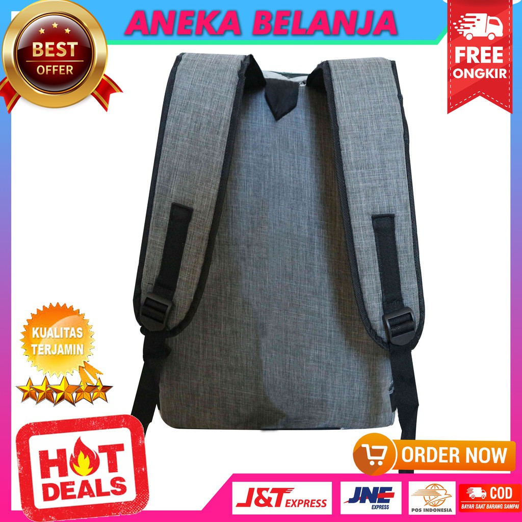 ANEKA - Tas Ransel Pria Terbaru Model Enigma Warna Abu Fashionable Bonus RAINCOVER Stylish Backpack Cowok Camping Hiking Murah Kuat Trendy Tas Sekolah Kuliah Mudik Terlaris Kualitas Terbaik