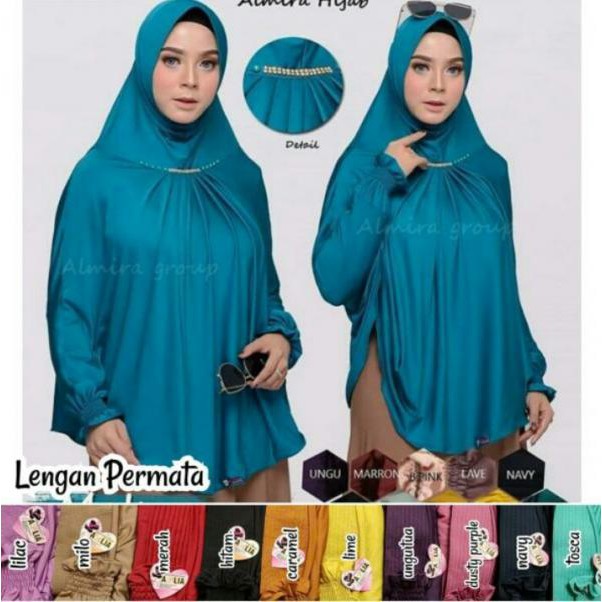Jilbab / Hijab Instan / Jilbab Syar'i Almira Lengan Permata Jumbo Pet