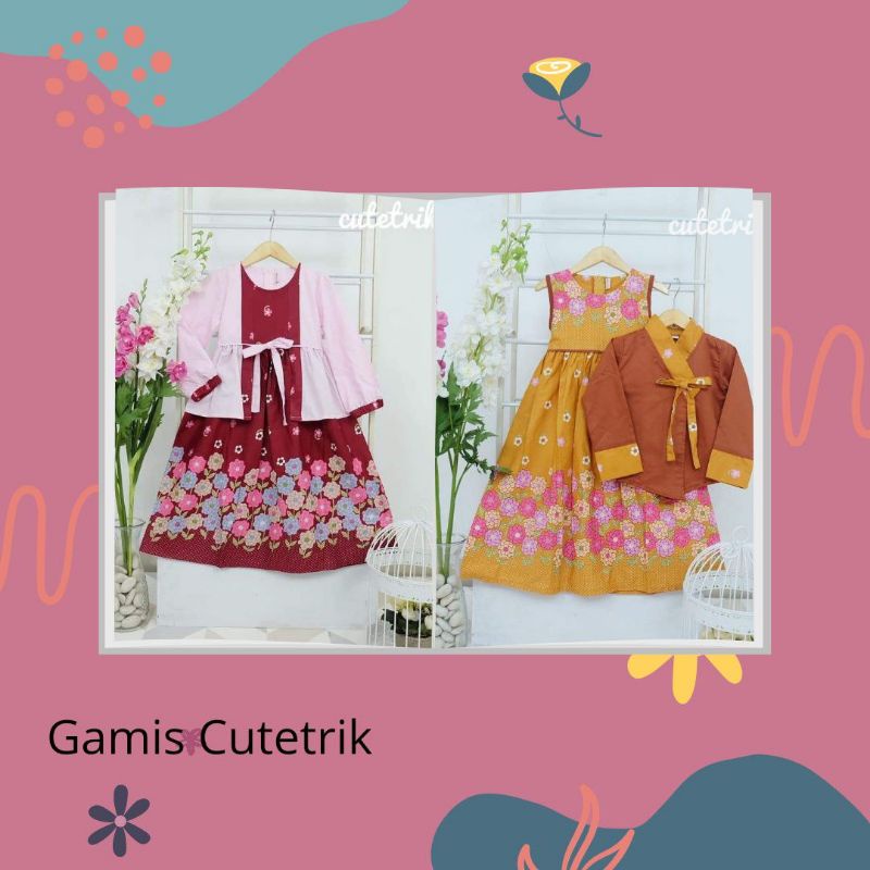 Cutetrik 10-12 Tahun Gamis Anak Perempuan Set Hijab Gamis Balero Anak