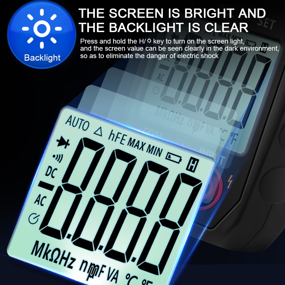 Battery Powered Backlight Resistance Capacitance Frequency Data Hold 4000 Counts Digital Clamp Meter