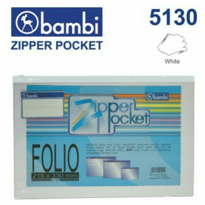 

zip /zipper pocket Folio with PVC transparnt Bambi