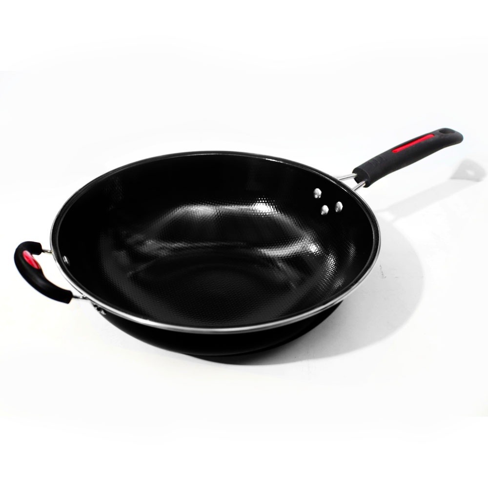 FM - Wajan Hitam 32 cm HA Enamel / Wok Pan Anti Karat Hitam /  Penggorengan Anti Lengket