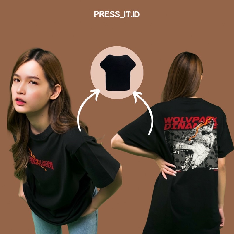 T-Shirt Cotton Compress Premium BlackRed Wolf
