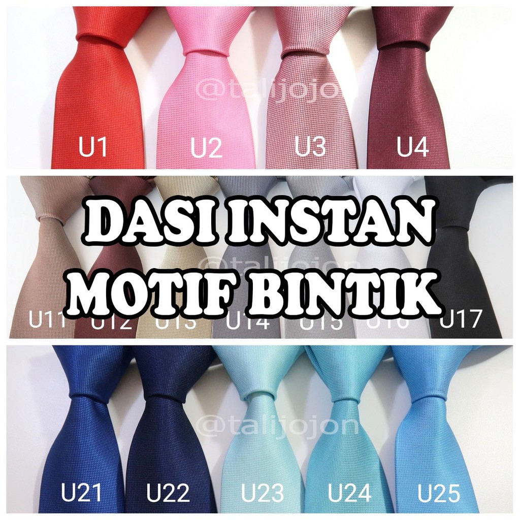 Dasi Instan Dasi Pria Bintik Ukuran 3inc Bahan 100% Polyester Import Warna Lengkap