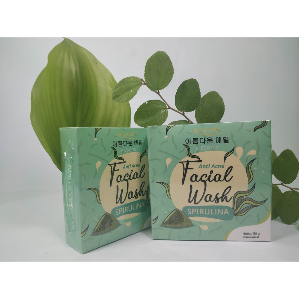 Sabun Naminara facial Wash Spirulina Mengatasi jerawat dan komedo 50 gr