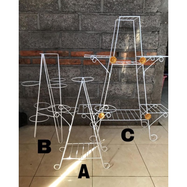 STANDING RAK POT BUNGA BESI HIAS BERTINGKAT/RAK POT BUNGA BESI HIAS TANAMAN/RAK POT PLANTER