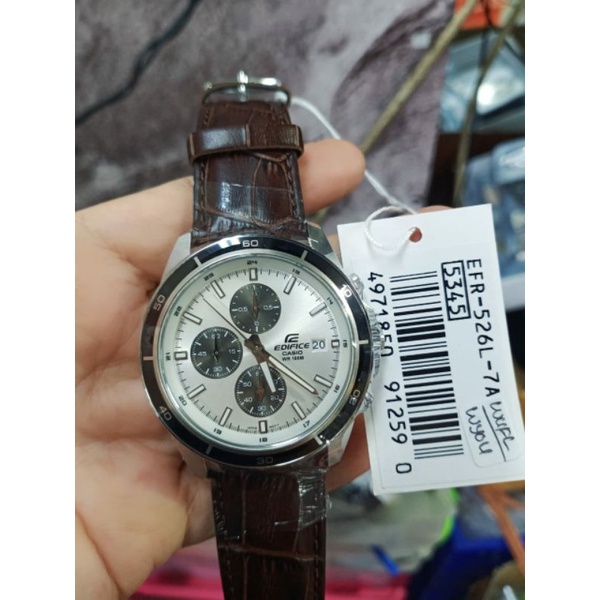 casio edifice original EFR-526L-7AVUDF jam tangan pria ori analog tali kulit garansi resmi