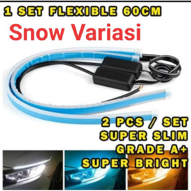 Lampu LED alis lampu DRL 60cm sein flexsible untuk mobil universal