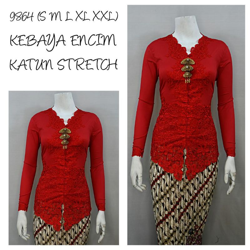 Indah KEBAYA ENCIM MODERN LENGAN PANJANG BORDIR SENADA KATUN STRETCH KEBAYA WISUDA KEBAYA KATUN KEBAYA AKAD KEBAYA HITAM S M L XL XXL 9864 G-3